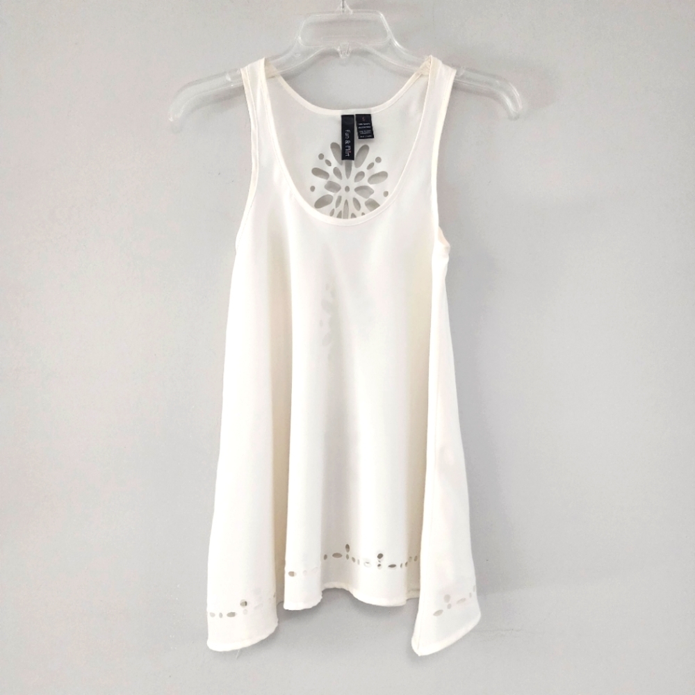 Fun & Flirt laser cut sheer tank top